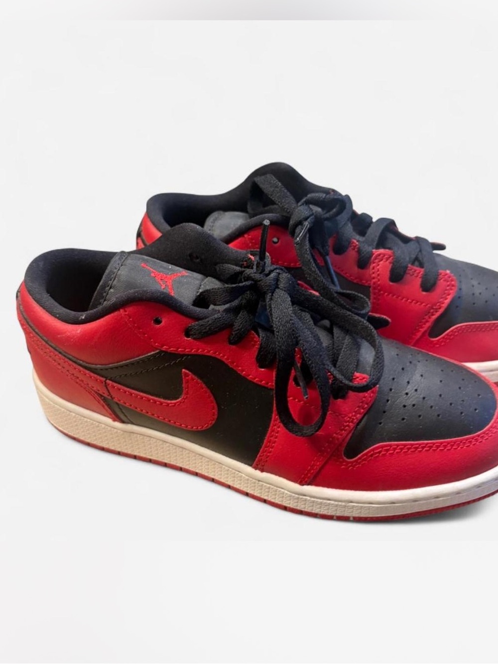 Nike Jordan 1 Men's Black and Red Low-Top Sneakers